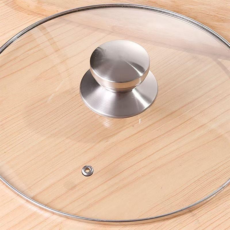 Universeller transparenter Edelstahl-Wokdeckel mit hochtemperaturbeständigem Fiberglasgriff