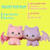 Plush Kitten Toy Cute Kitty Stuffed Animal Floral Cat Plushie Soft Hugging Pillow Decor Furry Purple Bat Cat Dolls Gifts for Xmas 11.8''