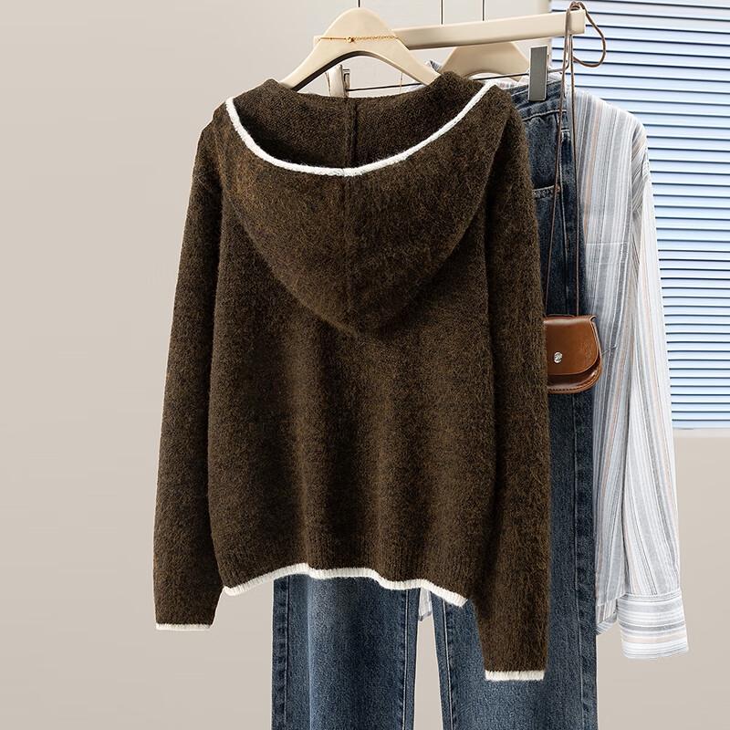 Damen 2025 Herbst Kapuzenpullover Colorblock Locker Gestrickt