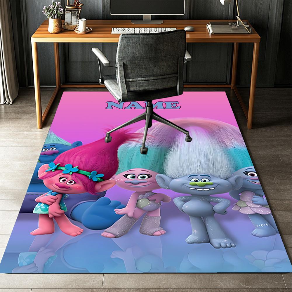 Custom Name Trolls Printed Carpet,Rug for Office Chair Living Room Bedroom Kitchen Room Decor Gifts.