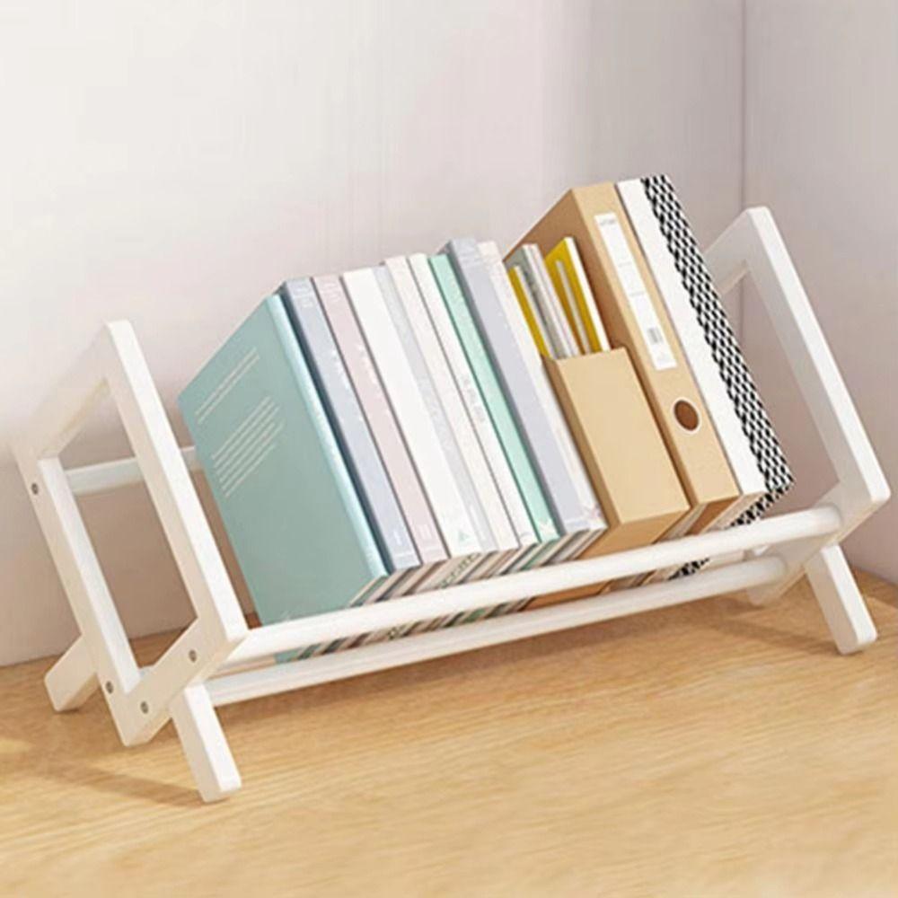 Burr Free Wood Book Display Shelf Bamboo Desktop Bookshelf Magazine Storage Rack  Stationery