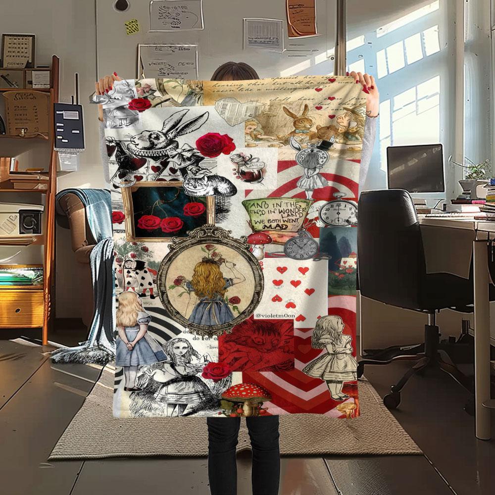 1PC Alice Wonderland Tale Blanket, High quality Comfortable for All Seasons, Home Decor, Warmth and Comfort