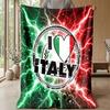 Italy Football Printed Flannel Blanket Skin Friendly Warm Decorative Throw for Indoor Couch Bed Daily Use
