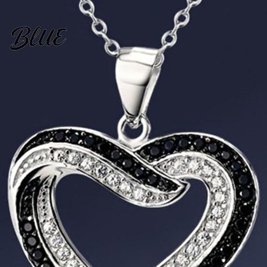 Rhinestone Heart Jewelry Overlapping Hearts Set Black White Necklace