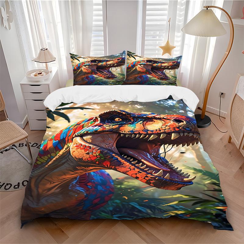 

3pcs bedding set Dino Jungle Includes 1 Comforter + 2 Pillowcases, Without Pillow Inserts, Soft Comfortable, Lightweight Breathable070 135x200cm