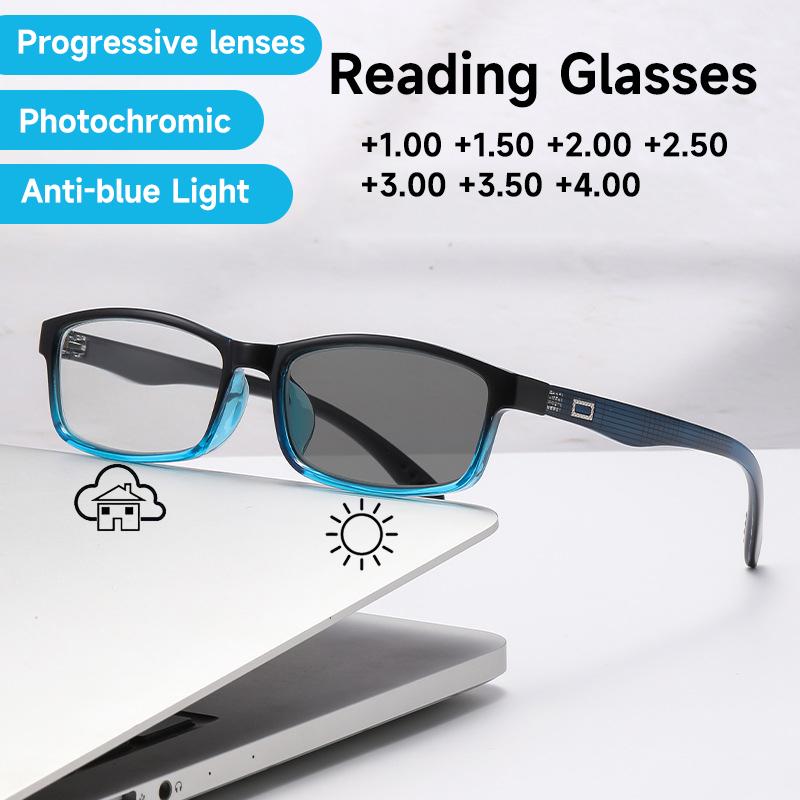 Anti-blue Light Progressive Reading Eyeglasses For Ladies Men Multifocal Eyewear Photochromic Far And Near Vision Glasses