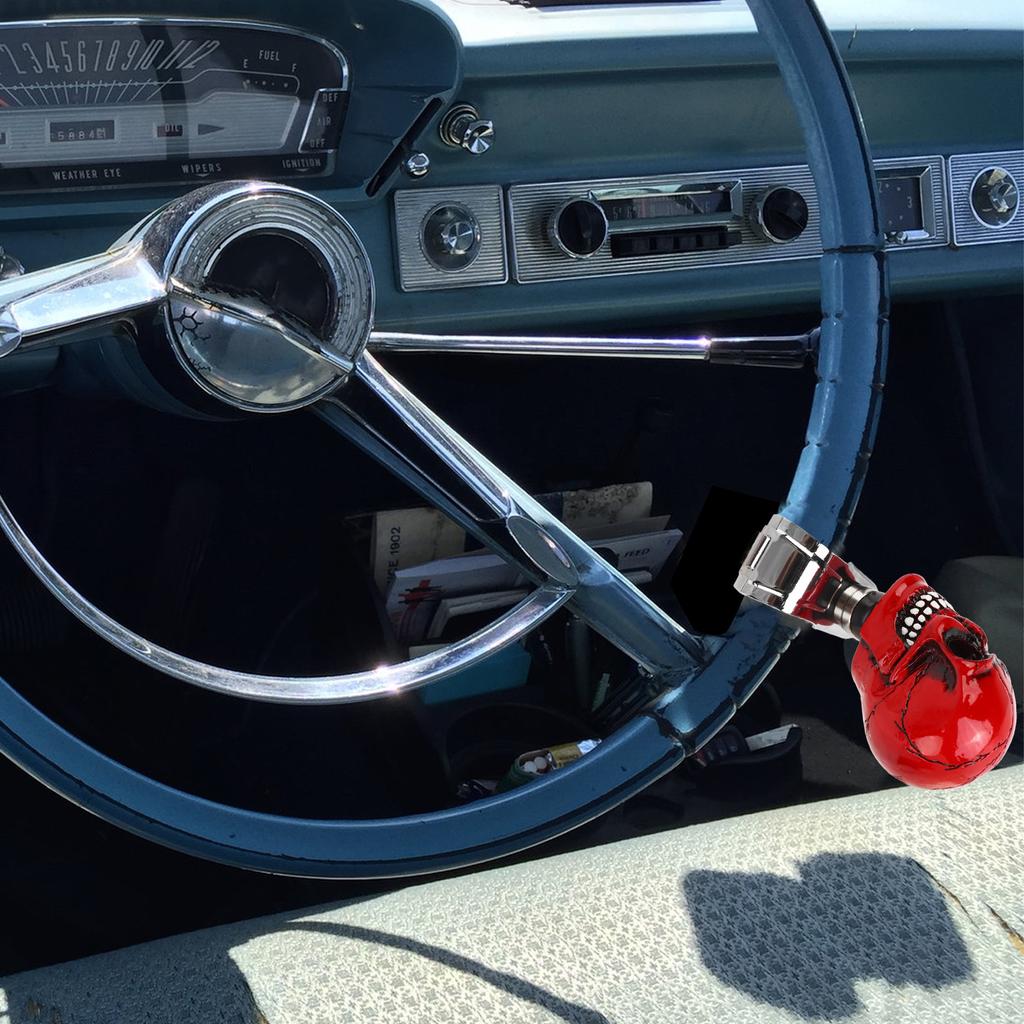 Skull Shape Steering Wheel Knob 3cm Diameter Resin Turn Knob Spinner Booster for Cars Trucks Tractors Boats Red