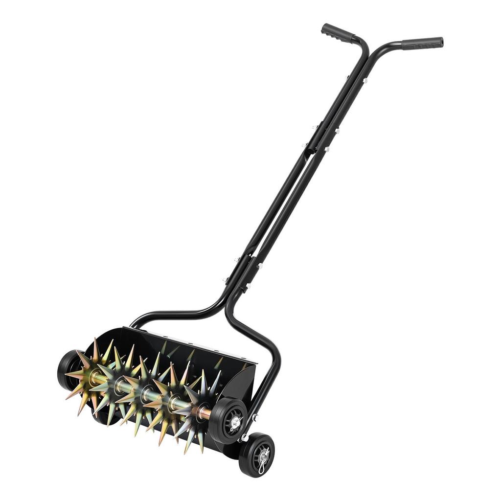 Aireador de Césped, Aireador Manual de Pinchos de Empuje de 18 pulgadas con 4 Ruedas y Mango, Aireadores de Césped de Alta Resistencia, Soporta 40 lbs de Peso Adicional, Aireación Rodante del Césped