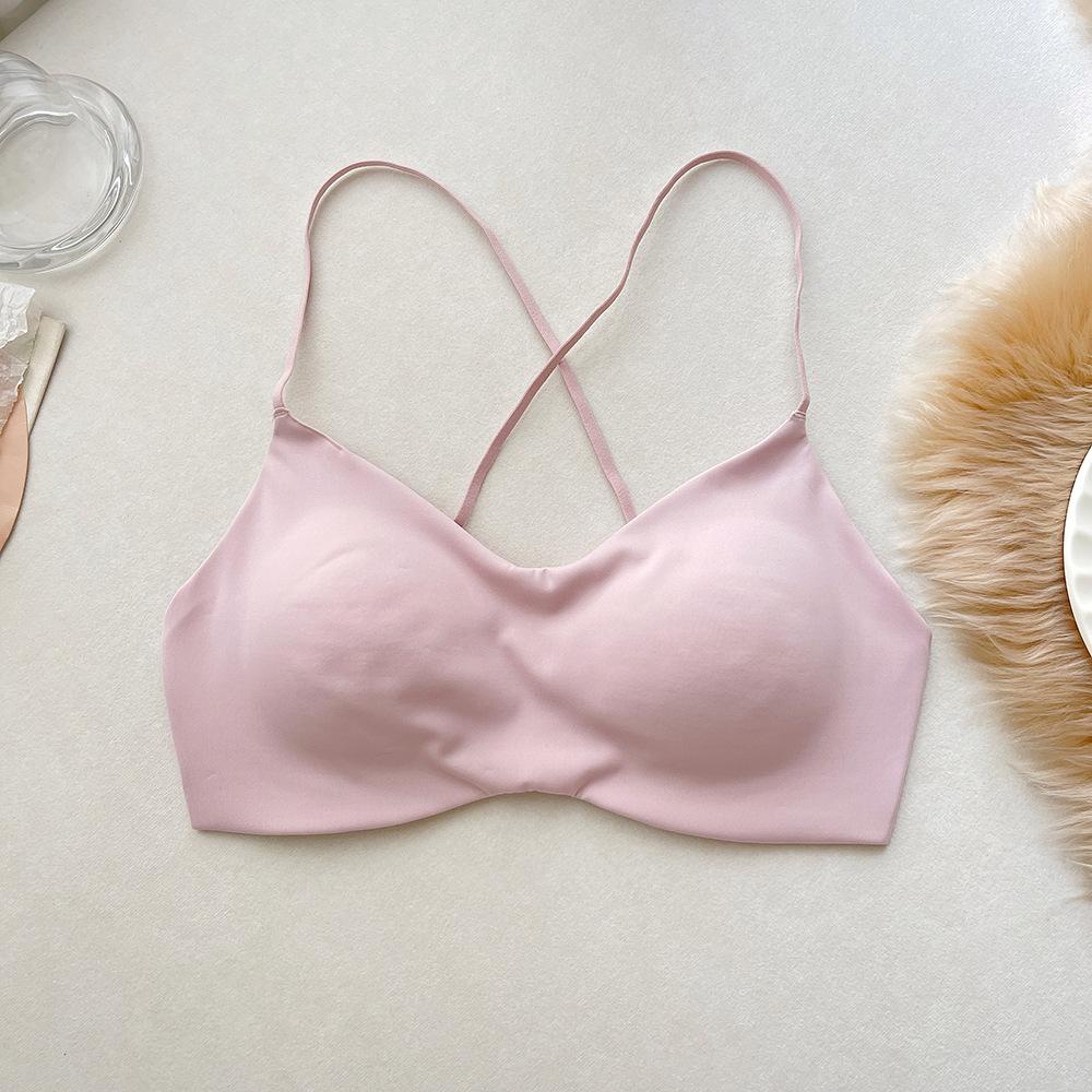 Light and not sultry, thin shoulder straps crossed, beautiful back, backless, bacteriostatic, cool in summer, steel-rimless underwear,thin women's bra