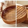 Portable PP Handwoven Look Serving Tray With Easy Carry Handles For Dining Table Decoration