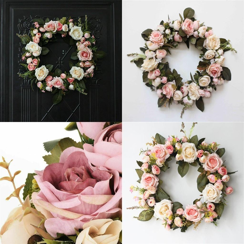 Exquisite Artificial Peony Rose Flower Hanging Door Garland Wreath For Parties
