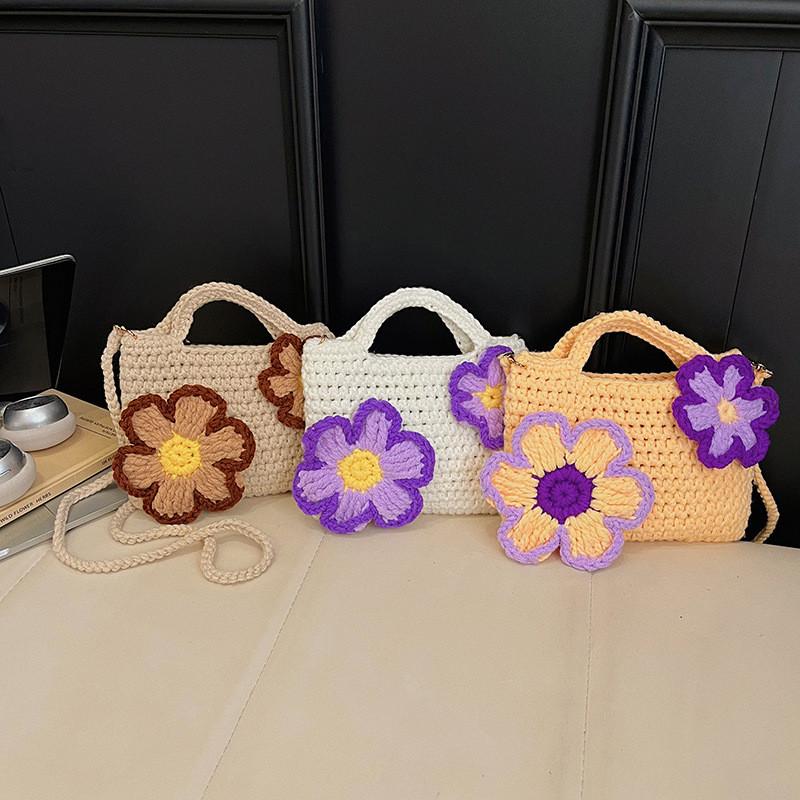 Soft Cottontextured Small Shoulder Bag With Flower Design For Daily Wear