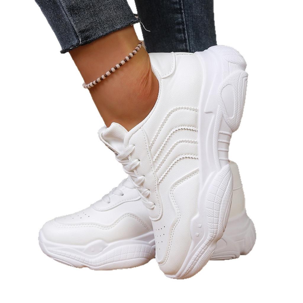 Women's Casual Dad Sneakers Comfortable Chunky Platform Running Shoes Non-Slip Lace-Up Breathable Walking Shoes for Women Workout Tennis Sneakers