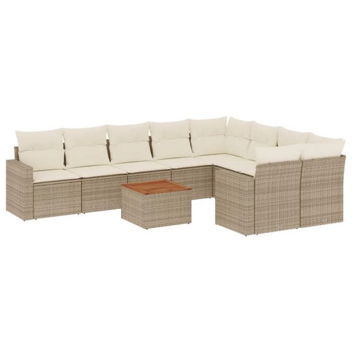 VidaXL Garden Lounge Set with Cushions 10 Pcs Beige Braided Resin 3224280