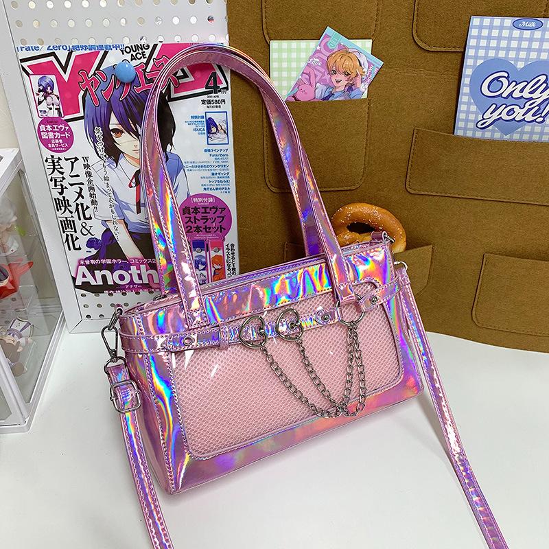 Transparent bar bag, small food, pu shoulder underarm bag, two-dimensional peripheral portable messenger bag.