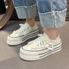 Platform Canvas Shoes Women's New Autumn and Winter Two Wear Fringed Rough Edge One Pedal Board Shoes Fashionable Versatile Board Shoes