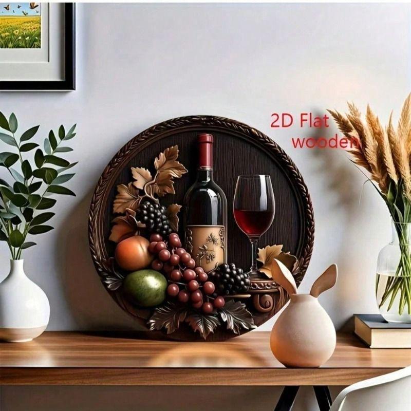 

Metal Wall Art Grape Vine Poster for Wine Cellar Kitchen Decor