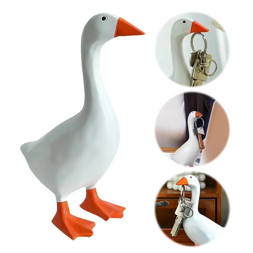 Cute Goose Figurines Key Hanger Funny Dumb Goose Key Holding Figurine  Birthday Gift