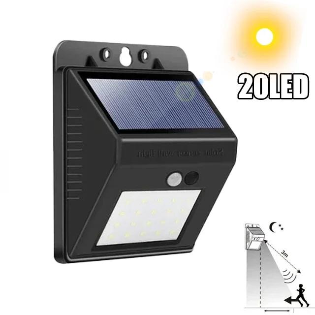 

100 LED Solar Wall Lamp Wireless with Motion Sensor Human Waterproof Garden Decoration Spotlights Stairs Outdoor Wall Light 0-5W