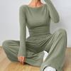 Loose Fit Women's Wide-Leg Pants Two-Piece Set - Soft, Stylish, Irregular Design