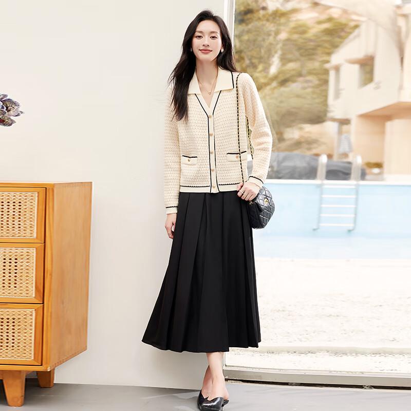 VICTORIA&VERA Faux Two-Piece Ribbed Knit Cardigan