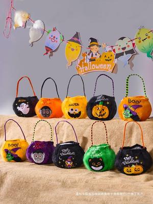 Sac en flanelle Citrouille d'Halloween pour bonbons ou farces pour enfants - Décoration et ornement festifs d'extérieur.