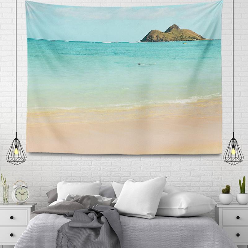Summer Seaside Waves Sunset Beautiful Scenery Printing Pattern Tapestry Home Living Room Bedroom Wall Decoration Tapestry