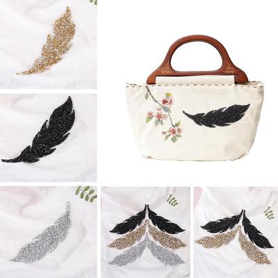 Patchs Strass Forme Plume Loisirs Créatifs DIY Transfert Thermique Thermocollant Hotfix Strass Accessoires Vêtements Feuilles