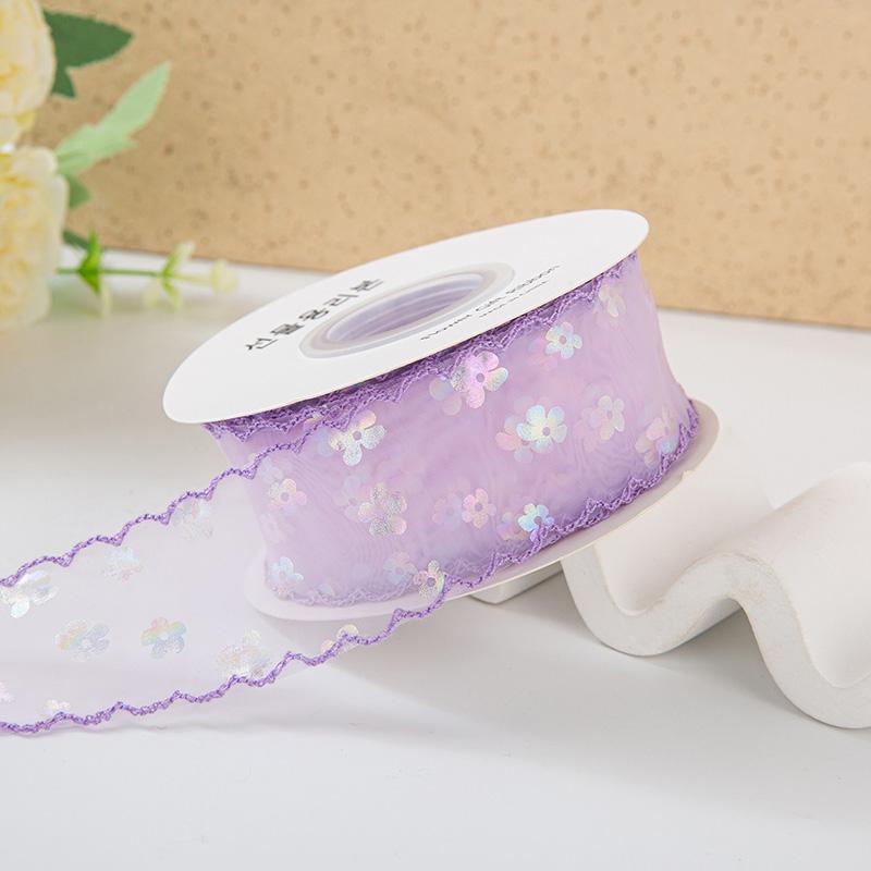 

10 ярдов/Рулон Шелковая Лента Ручной Работы Блестки 4см Атласные Ленты Сделай Сам Подарочная Упаковка Ремесленная Лента Органза 4cm фиолетовый