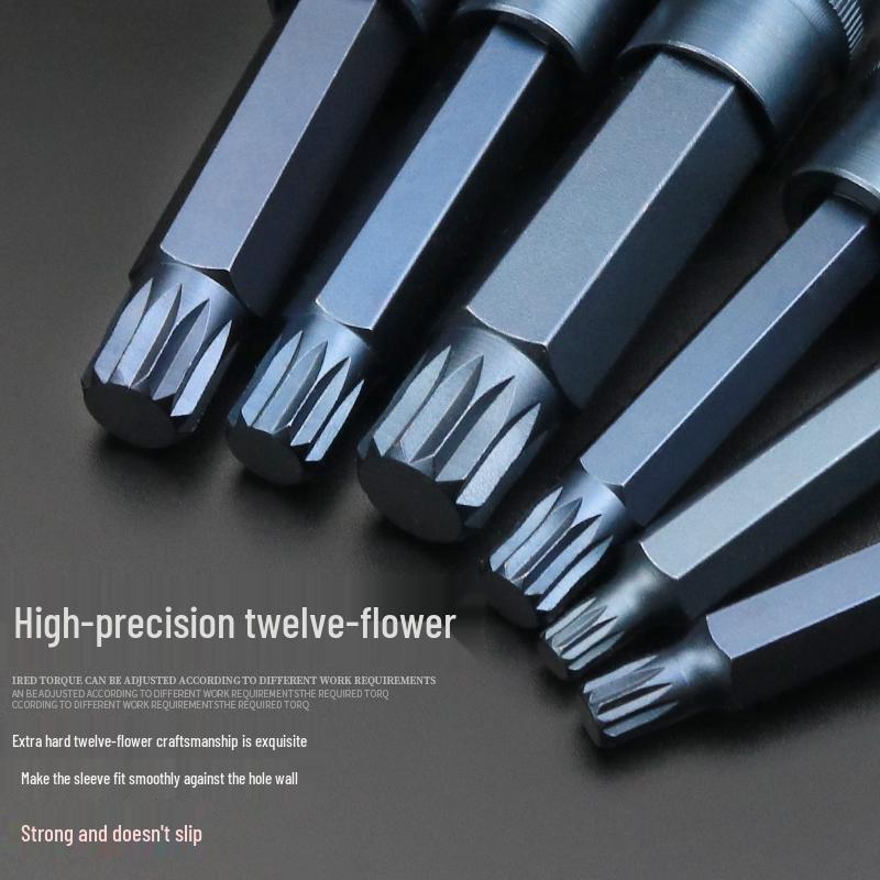 12-Point Plum Blossom M10 Spline Wrench Set: Hexagonal Socket, M14 Flower Angle Tool