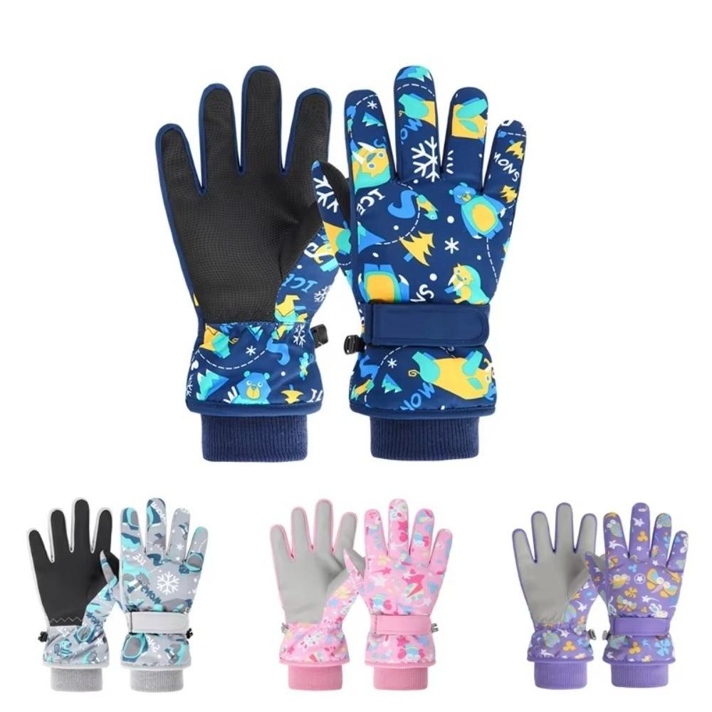 Thicken Winter Snowboard Gloves Cartoon Kids Gloves Breathable Warm Gloves Outdoor