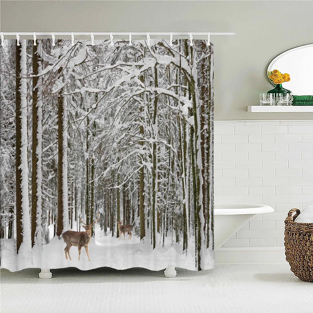 Wald Naturlandschaft Duschvorhänge Hochwertiger wasserdichter Duschvorhang Baumlandschaft Badezimmervorhang Polyesterstoff