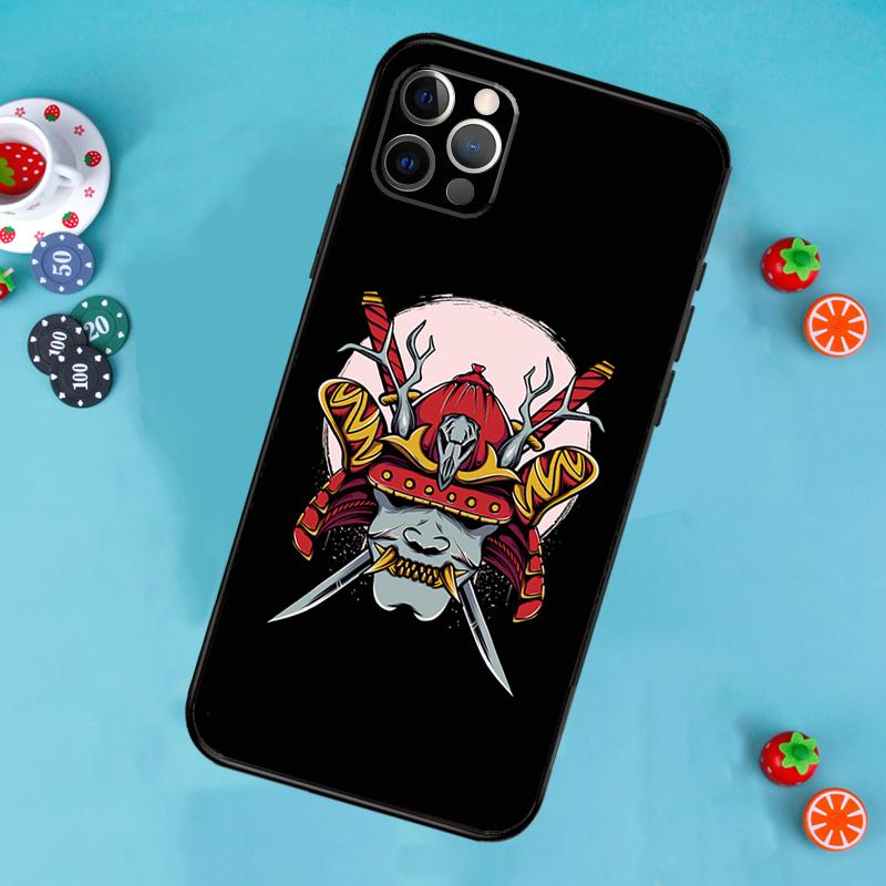 Samurai Oni Mask Phone Case For iPhone 17 Air 16 15 14 13 11 12 Pro Max 13 12 Mini 15 16 Plus 16e Cover Funda