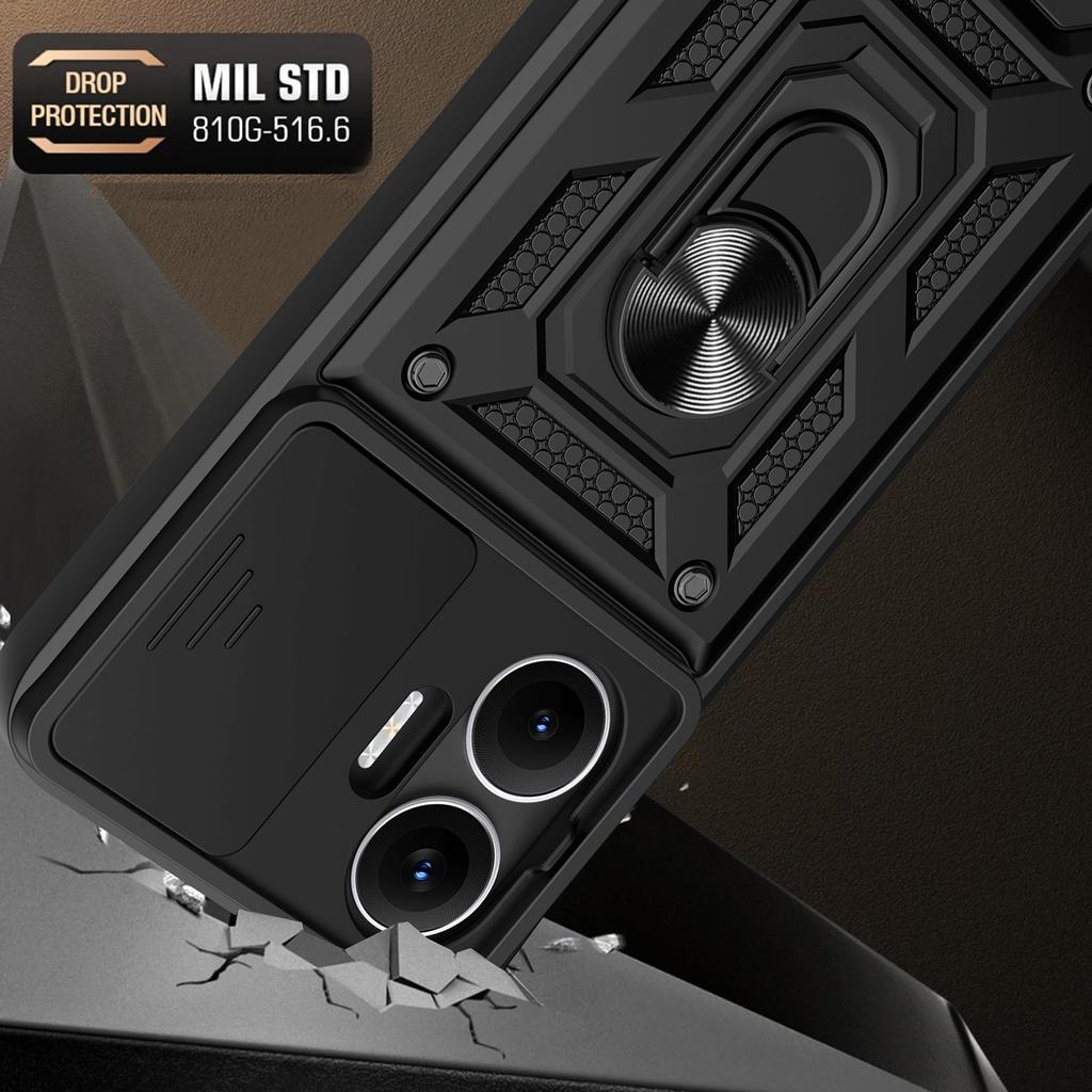 AMORUS For Xiaomi Poco F7 5G/Redmi Turbo 4 Pro 5G Case Kickstand PC+TPU Phone Cover with Camera Lens Slider
