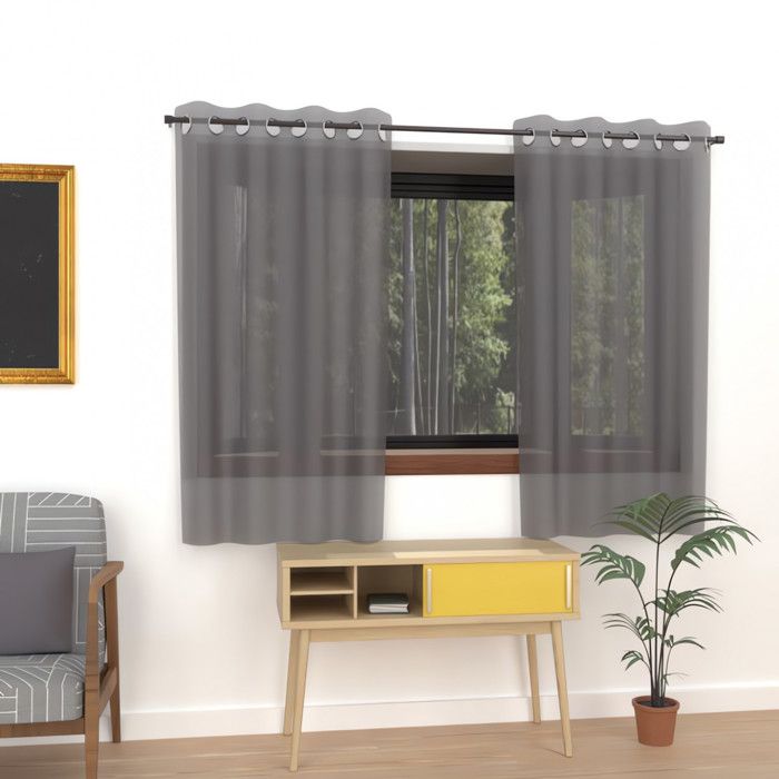 Eyelet Curtain 135x180 Cm ALIX Anthracite, by Soleil D'ocre
