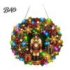 Seasonal Holiday Crafting Set Christmas Diamond Painting Wreath Kit with LED String Lights, Snowman Pearl Art Shiny Acrylic Craft for Adults,