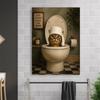 Funny Cat Toilet Art Prints Vintage Bathroom Poster Decor Humorous Wall Print Canvas Painting Toilet Decor