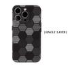 Coque de téléphone hexagonale noire à pois pour iPhone 17 16 15 14 13 Pro Max Plus pour coque rigide magnétique à une ou deux couches