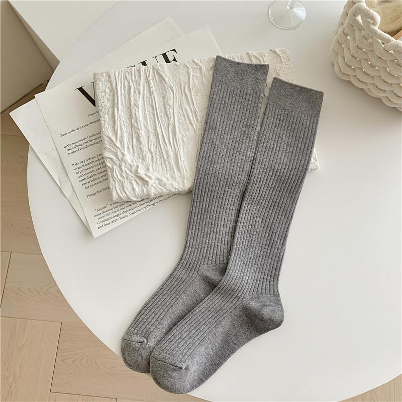 Women Long Socks Cashmere Women Boot Solid Wool Thigh Stocking Skinny Casual Cotton Over Knee-High Fluffy Female Long Knee Sock