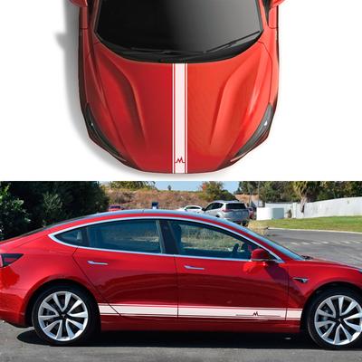 3Pcs Car Door Side Skirt Stickers For Tesla Model 3 S X Y Tuning Accessories Graphics Lightning Vinyl Hood Engine Cover