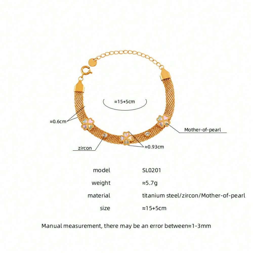 Fashion Trend New Flower Mesh Bracelet Women's Niche Gold-plated High-end Hand Jewelry
