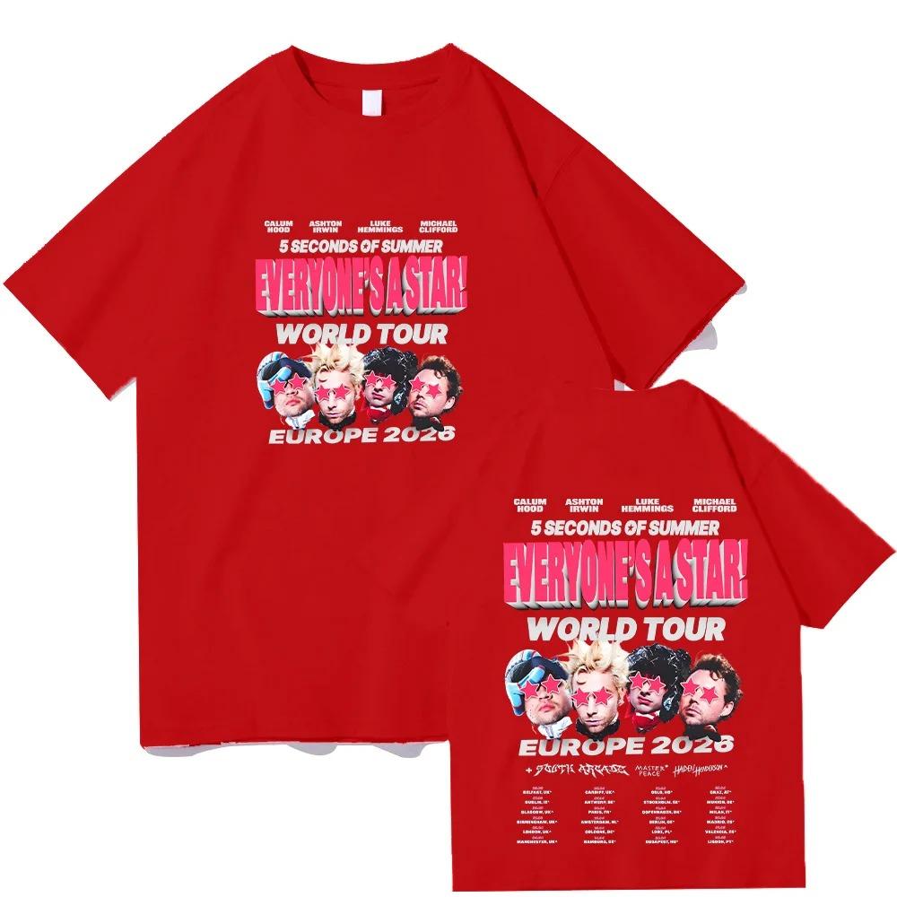 

2026 Everyones A Star World Tour Tshirts Seconds of Summer Europe Short Sleeve Oneck pure Cotton Male Tshirts Y2K Unisex S