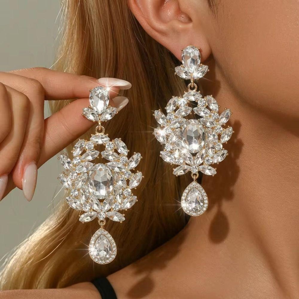 Earrings Floral Shaped Earrings Crystal High-end Design Earrings Women