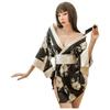 Sexy underwear plus size printed Japanese kimono sexy lace-up bathrobe seduction pajamas uniform set 8091