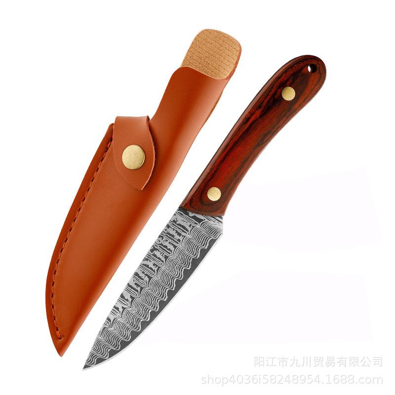 

Кухонный нож из нержавеющей стали с дамасским узором, нож для обвалки с цветным топором по дереву, нож для пилинга, фруктовый нож, резак, кухонные ножи 1