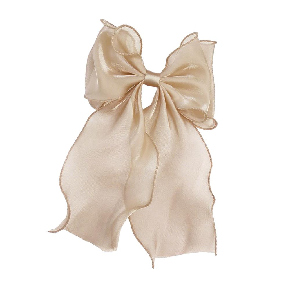 Elegant Large Bowknot Hair Clip For Women French Design Long Tail Tulle Hair Styling Accessories for Everyday Wear