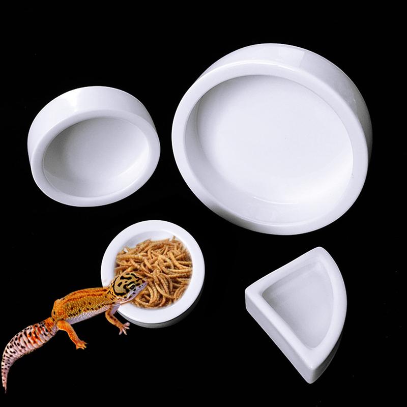 Reptile Ceramics Food Bowl Feeding And Watering Bowl Anti-Escape Mealworm Container For Pet Lizard Hamster Accessories