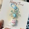 Bag Pendant 3D Kitten Bow Design Resin Keychain with Metal Buckle Lightweight Girl Key Holder Hanging Ornament