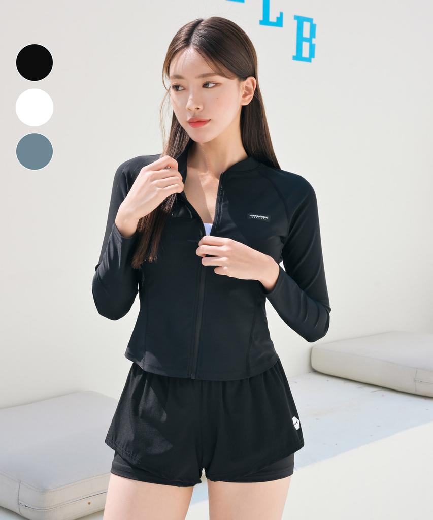 Helingbon Women'S Intention Crop Zip-Up Rash Guard (3 Colors) / Rg345W