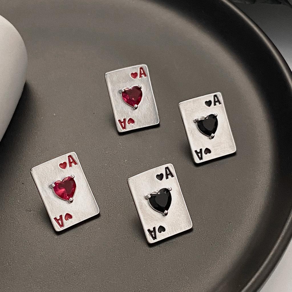 Personalisierte Kreative Liebe Strass Süße Coole Spielkarten Ohrstecker, Nische Pik Ass Hochwertige Damenohrringe
